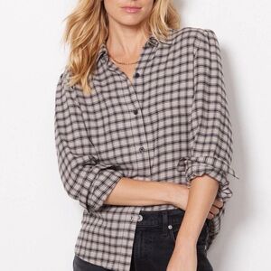 Rails Plaid Button-Up Shirt - Taupe/Black